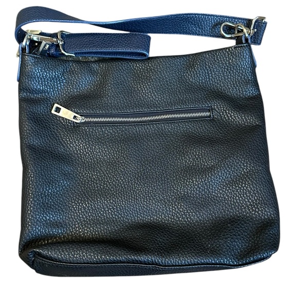 SONDRA ROBERTS SR2 tri color oversized leather crossbody bag black/navy/taupe OS - Picture 7 of 12